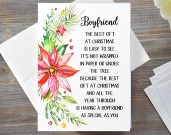 Boyfriend Christmas Card, Christmas Card For Boyfriend, Christmas Poem Card, Merry Christmas Boyfriend, Romantic Christmas Card, For Partner