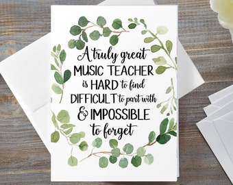 Music Teacher Card, Card For Music Teacher, Thank You Card, Retiring Card, Farewell Card, A Truly Great Music Teacher Is Hard To Find Card