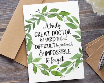 Doctor Card, A Truly Great Doctor Is Hard To Find, Farewell Card For Doctor, Doctor Leaving Card, Personalised, Doctor Retirement Card