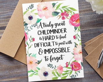 Childminder Card, Thank You Card, A Truly Great Childminder Is Hard To Find, Farewell Card, Leaving Card, Personalised, Appreciation Card