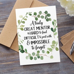 Mentor Card, Thank You Card, A Truly Great Mentor Is Hard To Find, Farewell Card For Mentor, Leaving Card, Personalised, Retirement Card
