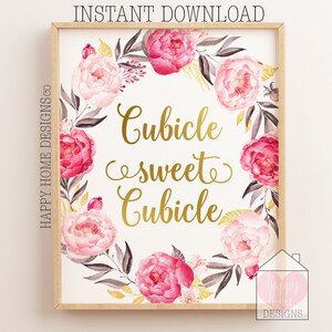 Gold Cubicle Decor, Cubicle Sweet Cubicle, Printable, Cubical Print ...