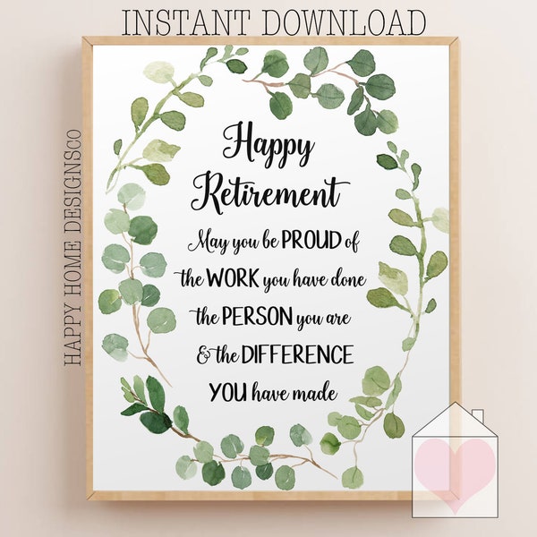Printable Happy Retirement Wall Art - Etsy