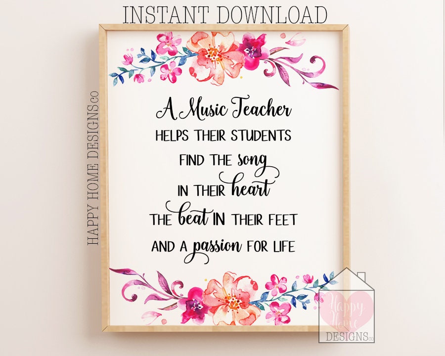 Music Teacher Gift, A Music Teacher Helps Their Students, Music Teacher  Appreciation Gift, Music Teacher Thank You, Printable Quote Print - Etsy