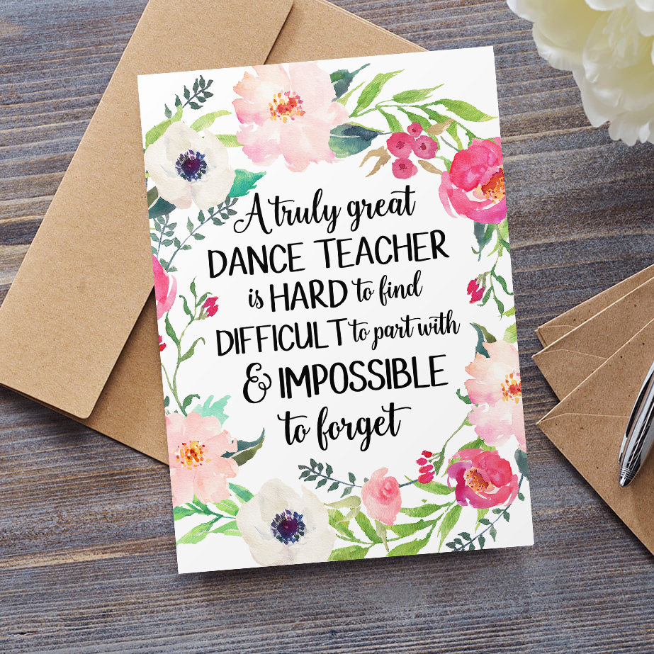 Dance Teacher Card Thank You Card A Truly Great Dance Etsy