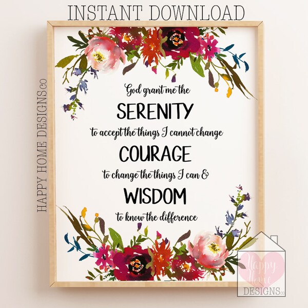 Serenity Print, Serenity Wall Art, Serenity Prayer Print, God Grant Me The Serenity, Serenity Printable, Christian Wall Art, Christian Decor