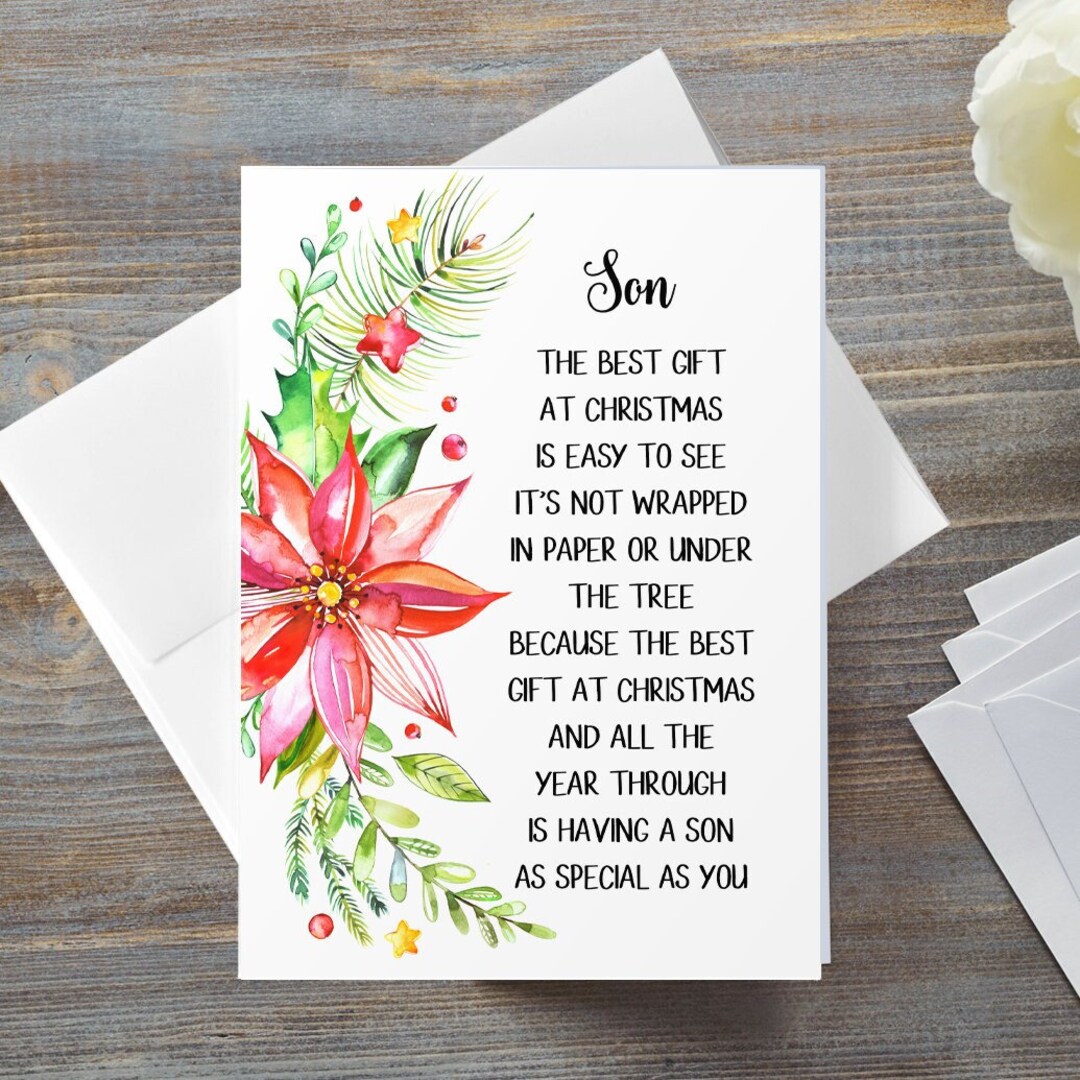 Son Christmas Card, Christmas Card for Son, the Best Gift at Christmas, Christmas Poem Card, Son