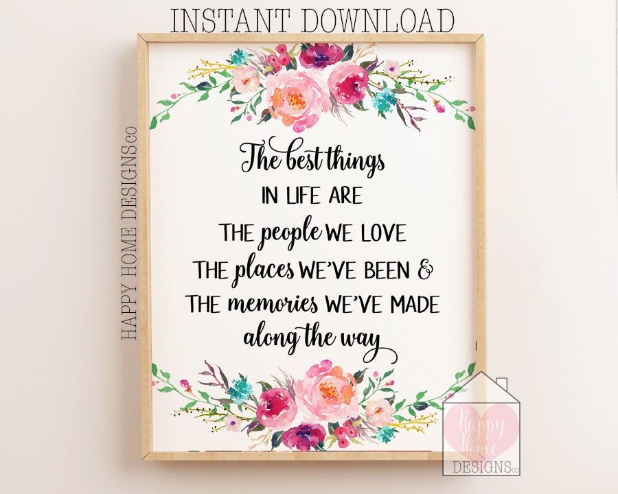 The Best Things In Life Sign Inspirational Quote Print | Etsy