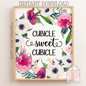 Cubicle Print, Cubicle Sweet Cubicle, Cubicle Decor, Cubicle Sign ...