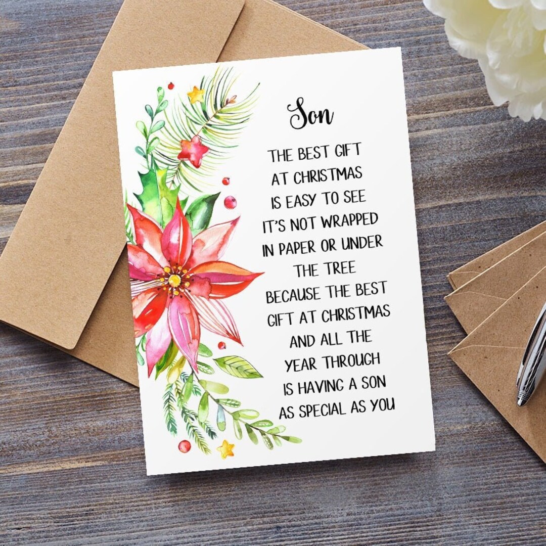 Christmas Card for Son Son Christmas Card Son Poem Card the Etsy UK