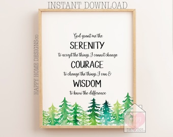 Serenity Prayer Print, Serenity Wall Art, Serenity Print, Serenity Printable, God Grant Me The Serenity, Christian Wall Art, Christian Decor