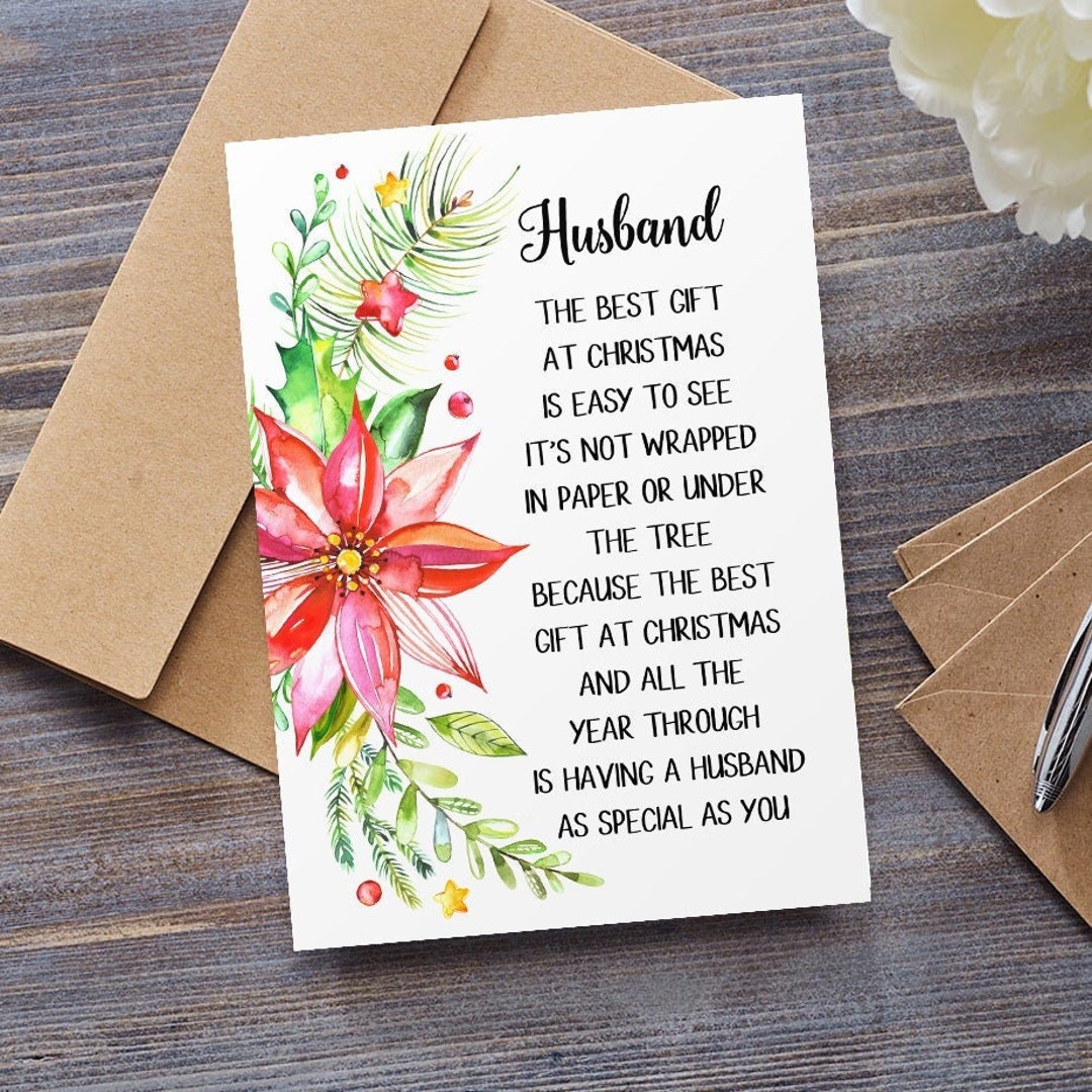Christmas Card for Husband, Husband Christmas Card, Husband Poem Card ...