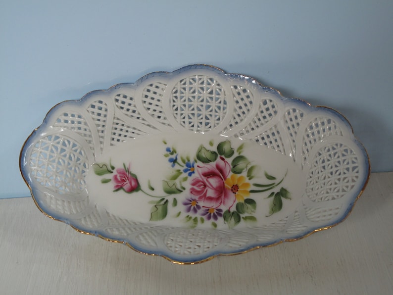 Jantezi Lux Hand Made Hungary Breakthrough Bowl Flowers Porcelain Hungary Herend Beautiful
