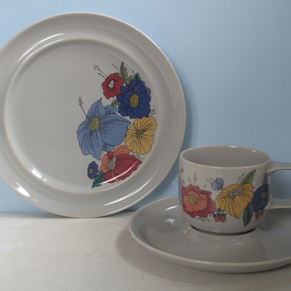 Vintage 1980 Rosenthal studio-line Kaari Jardin coffee deck deck ceramic grey floral décor design