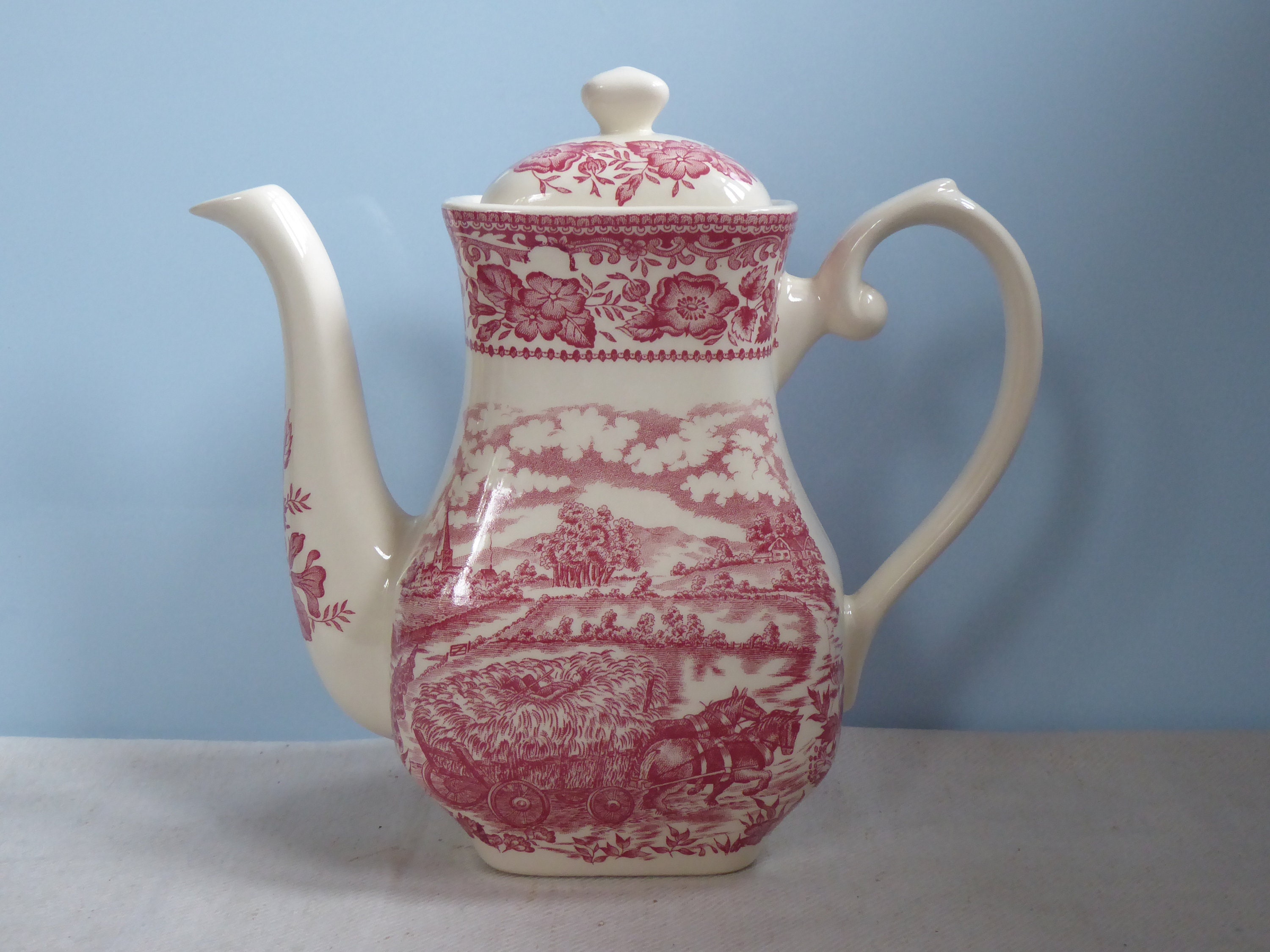 Tetera de porcelana de estilo europeo, cafetera y tetera de agua, hervidor  de cerámica vintage (42 onzas)