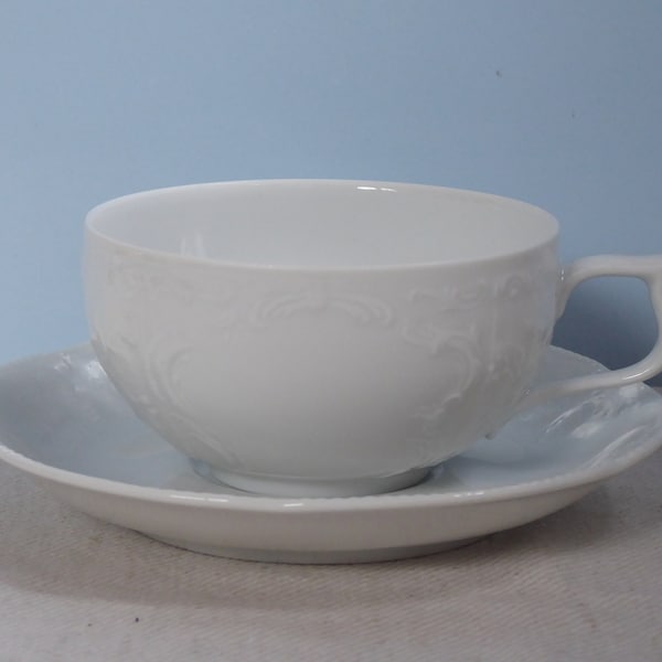 Vintage Rosenthal Sanssouci Weiß Teetasse mit Untertassee Porzellan Romantisch Shabby Chic Teegedeck Kaffeetasse Tee Tasse