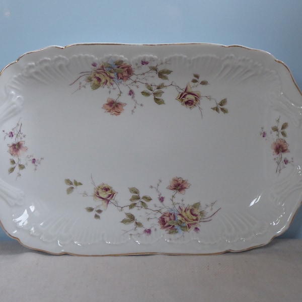 Antique ancient bowl / plate very nice! Porcelain Art Nouveau Historicism White, Roses, GoldRand Brocante Shabby Chic french