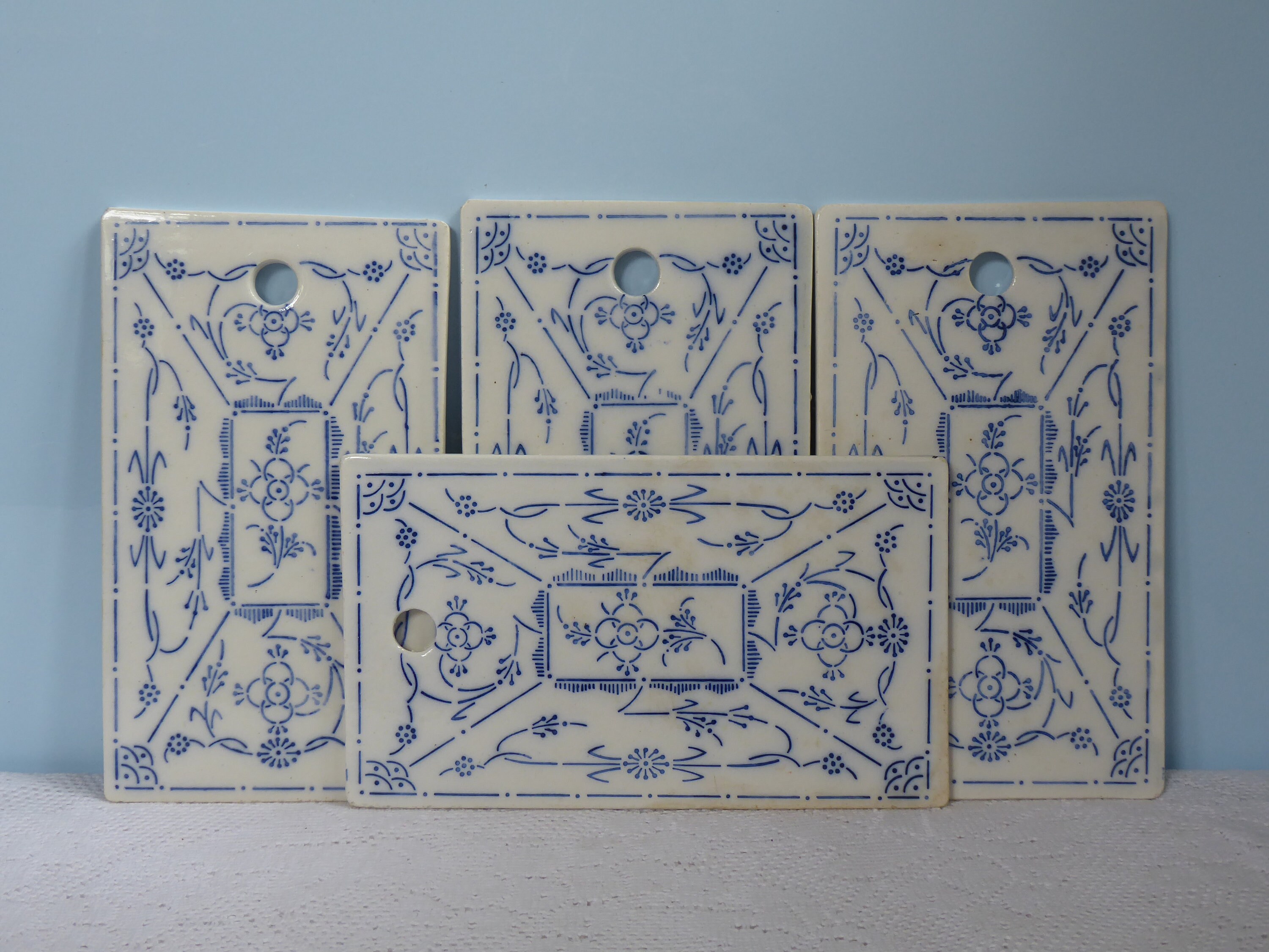 Antik Uralt Set 4x Frühstücksbretter Jugendstil Indisch Blau | Etsy