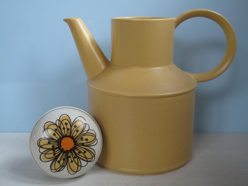 Midwinter Stonehenge Flowersong England Coffee Pot Tanne Yellow Sunflower Flower Yellow Flower Vintage