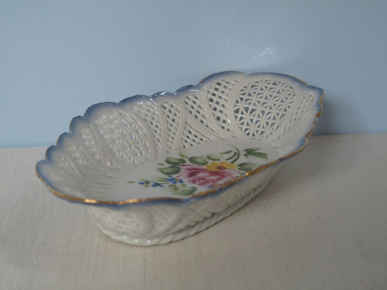 Jantezi Lux Hand Made Hungary Breakthrough Bowl Flowers Porcelain Hungary Herend Beautiful