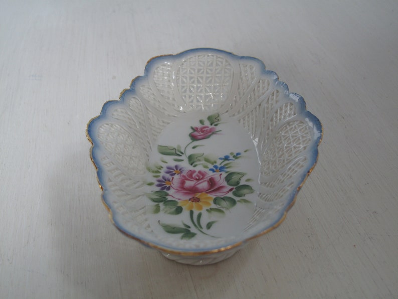 Jantezi Lux Hand Made Hungary Breakthrough Bowl Flowers Porcelain Hungary Herend Beautiful