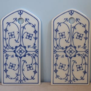 Vintage Set of 2x Cutting Board White Indian Blue Bread Board Porcelain Board Chopping Boards Porcelain Breakfast Board Shabby Chic