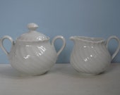 Vintage Set Milk Sugar White Porcelain Germany Wave Rim Milk jugs and Sugar Can Shabby Chic Shape Marienbad Ingres White