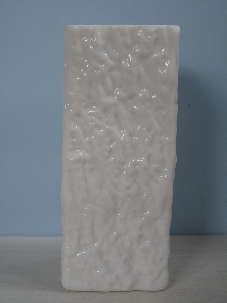 Germany Opalglas Vase Ingrid Glass Borkenglas Rock Crystal opal-White Milk Glass Vintage Shabby