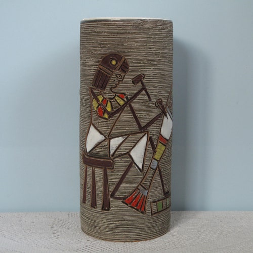Mid shops Century Vase Design Fratelli Fanciullacci Made in Italy Ceramic Vase Colorful Enamelled Ceramic, Antique Egypt