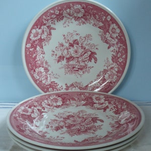 Vintage set of four large, beautiful dinner plates Royal Sphinx Maastricht Balmoral White Red flat plates dinner plates transferware