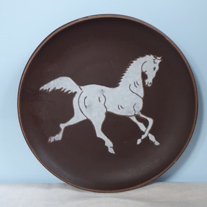 Mid Century Ruscha Wall Plate Horse Brown White West German Ceramic Plate Handmade Wall Plate Vintage Wall Plate Retro Picture Mural