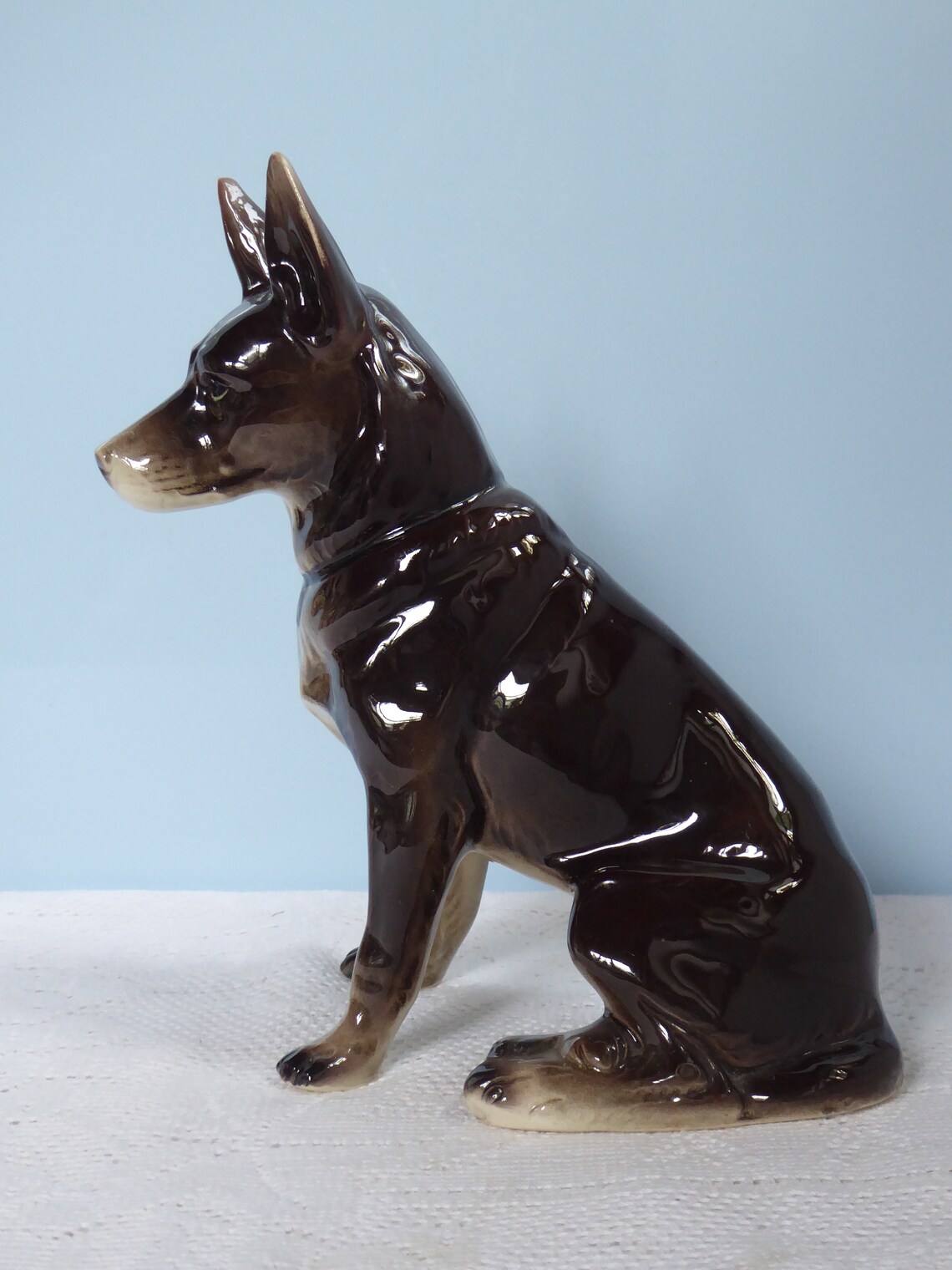 Antik Groß sitzender Schäferhund Tierfigur Porzellan Figur Etsy