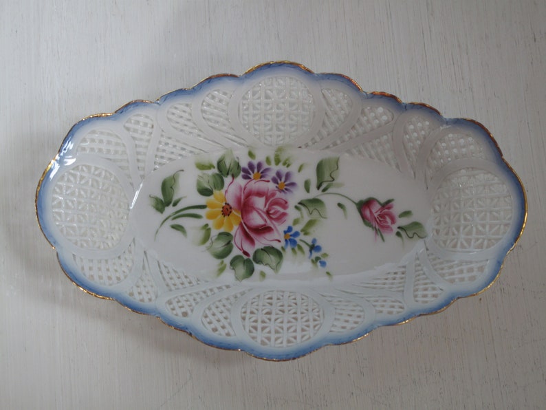 Jantezi Lux Hand Made Hungary Breakthrough Bowl Flowers Porcelain Hungary Herend Beautiful