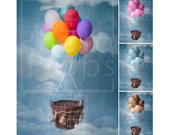 Telón de fondo digital para fotografía de bebés recién nacidos - balones BUNDLE de 4 colores!