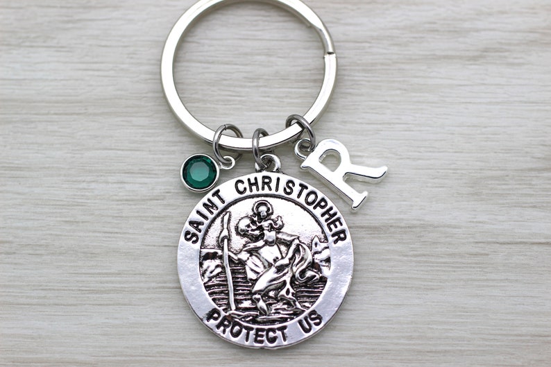 St Christopher Medallion Keyring, Protection Keychain, St Christopher