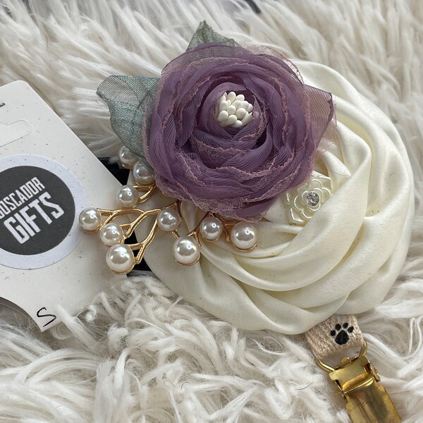 Flower style ring clip, centre piece, Dog Show exhibitor number ring clip with armband finishing