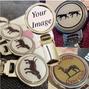 Plain metal Dog/Horse Show exhibitor ring clip, ring number holder, personalised with any photo you would like