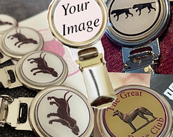 Ring clip with any personalised picture, plain metal ring clip exhibitor number display for dogs shows with strong magnetic back