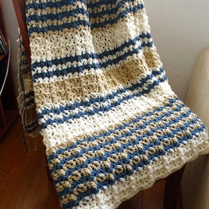 Patrón de manta de crochet a rayas - Patrón PDF
