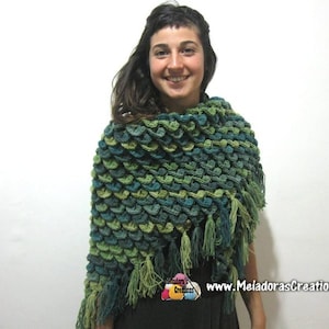 Crocodile Stitch Shawl Crochet Pattern PDF - Video Tutorial