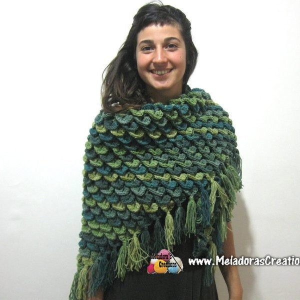 Crocodile Stitch Shawl Crochet Pattern PDF