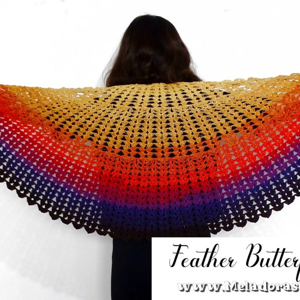 Feather Butterfly Shawl Crochet Pattern PDF