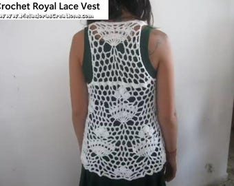 Lacy Crocheted Vest - Crochet Royal Lace Vest PDF pattern - Video Tutorial