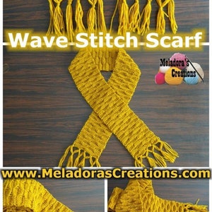 Wave Stitch Crochet Scarf Pattern PDF image 6