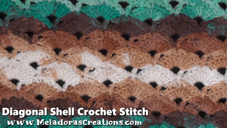 Diagonal Shell Crochet Stitch PDF pattern image 1