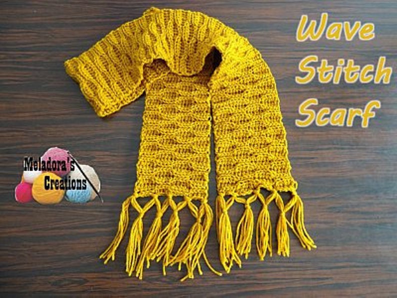 Wave Stitch Crochet Scarf Pattern PDF image 1