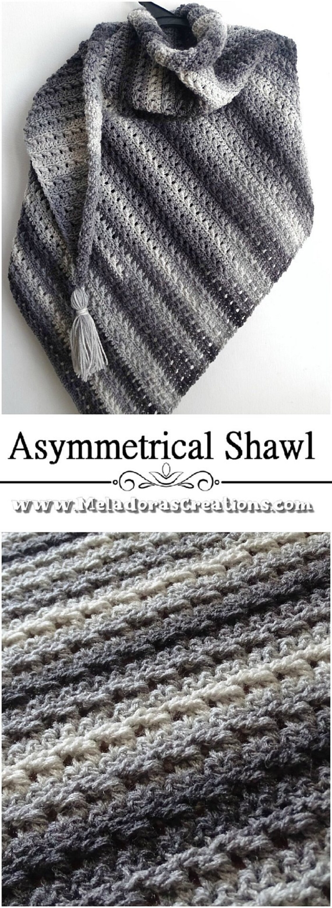 Asymmetrical Shawl Crochet Pattern PDF - Etsy Israel