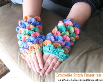 Crocodile Finger less Gloves PDF pattern
