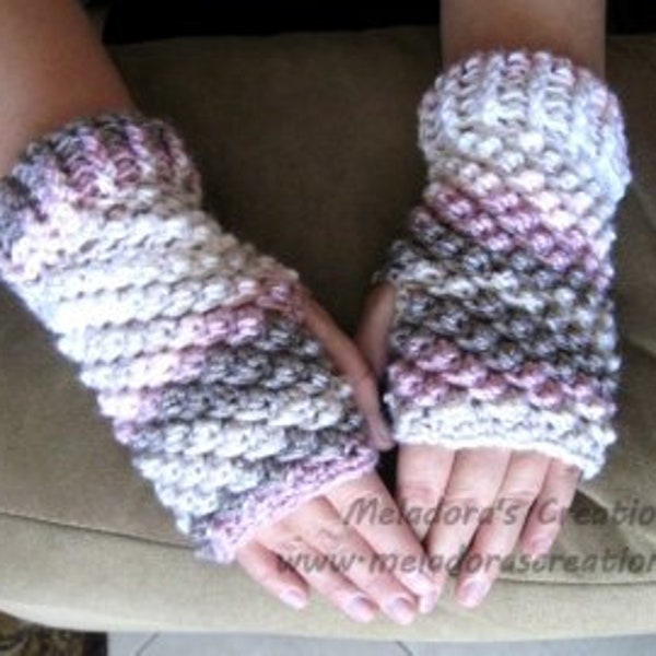 Raspberry Stitch Finger Less Gloves PDF crochet pattern
