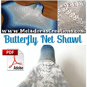 Butterfly Net Shawl PDF Crochet Shawl Pattern image 10